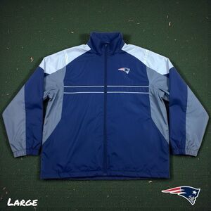 Dunbrooke Patriots Windbreaker Mens LARGE Blue NFL Team Jacket Full Zip SI Logo